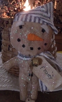 PRIMITIVE GLITTERED SNOWMAN DOLL