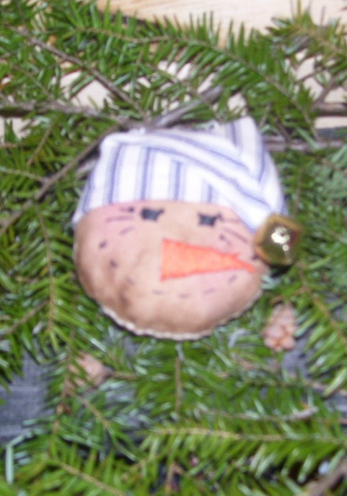 Snowman Ornie with Striped Hat